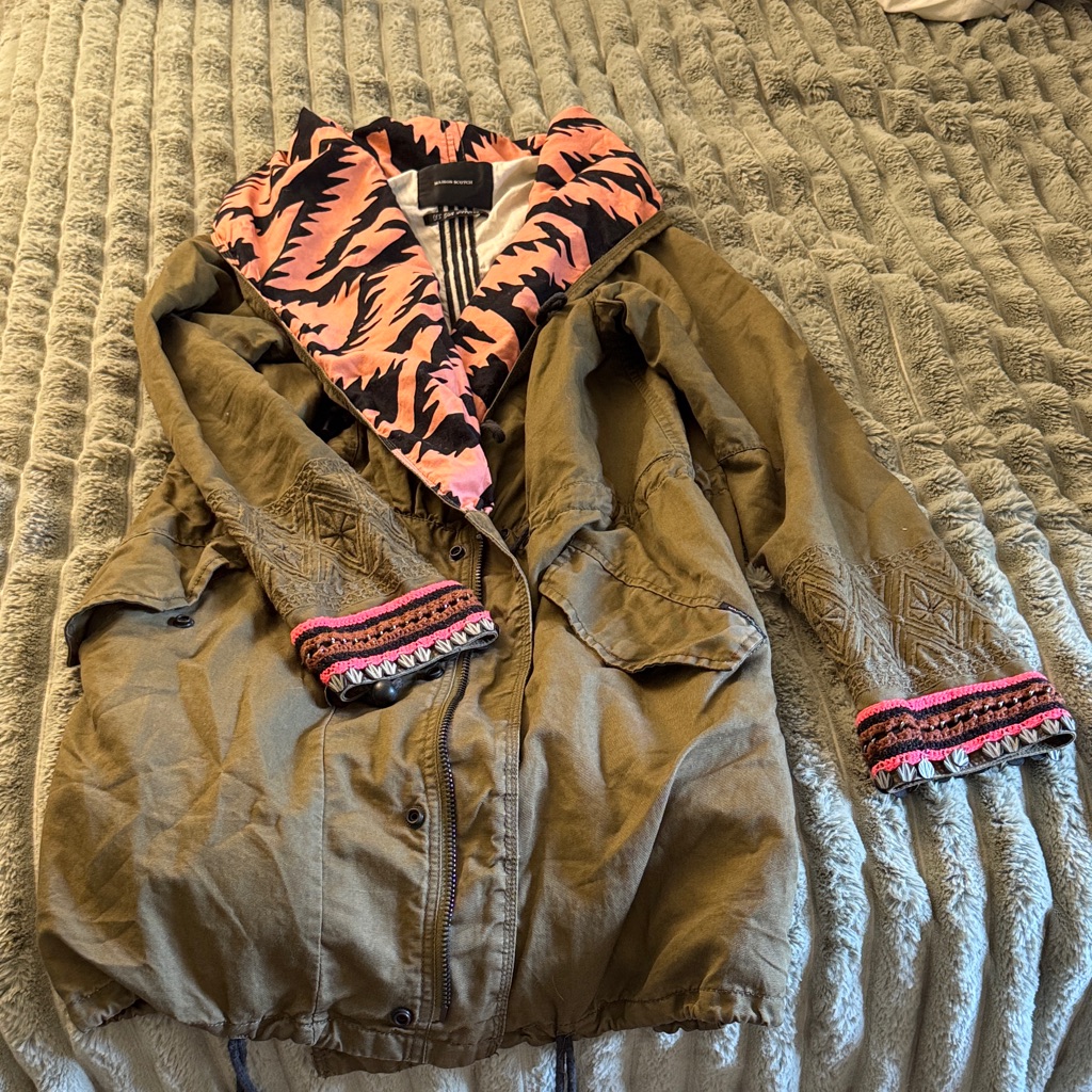 Scotch & Soda Olive Utility Jacket With Pink Details